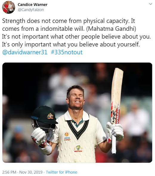 Image result for candice warner and mahatma gandhi"
