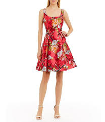 Nicole Miller New York Floral Print Mikado Party Dress Dresses Party Dress Casual Dresses
