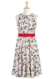 Tipped Trim Anchor Print Dress Vestidos Looks Look