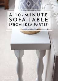 Instructions for using ikea ekby jarpen shelves as an easy and inexpensive sofa table or console table. A 10 Minute Sofa Table Using Ikea Parts Diy Sofa Table Ikea Furniture Hacks Ikea Diy