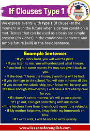 English Conditionals If Clauses Type 1 We Express Events With Type 1 If Clause At The Moment Or In The Future Whe In 2020 Conditional Sentence Learn English English