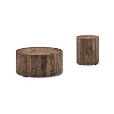 A custom made rustic coffee table is often called the anchor of the living room.the classic low table can pull a space together and set the tone that incorporates all the other furniture elements. 2 Piece Cabin Style Coffee And End Table Set In Rustic Pine From Home Square Accuweather Shop