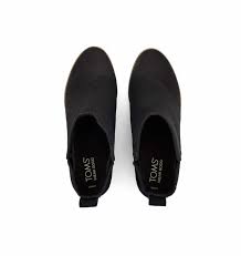 Toms Clare Black Leather Wedge Boot