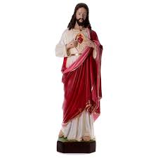 Jesús le dijo a santa margarita mira este corazón mío, que, a pesar de consumirse en amor por los hombres, no recibe de los la corona de espina es la materialización de nuestros pecados, la llama de fuego significa el amor de dios, viendo el sagrado corazón de jesús traspasado en la cruz, se. Estatua De Resina Sagrado Corazon De Jesus 130 Cm Venta Online En Holyart