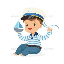 smiling boy character wearing a sailor costume sailor costumes boy character boat illustration