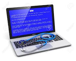 At niwtech our experts will be able to tell you the exact component of your computer that is faulty and we will be. Business Laptop Or Office Notebook Computer Pc With Error Message On Blue Screen And Stethoscope On Keyboard Isolated On White Background Stock Photo Picture And Royalty Free Image Image 29302111