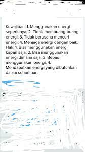 Tuliskan 5 Hak Dan Kewajiban Yang Berhubungan Dengan Perubahan Energi Brainly Co Id