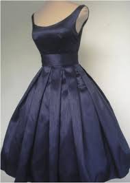 Navy Shantung Tea Length 50s Style Dress Made To Order 50s Fashion Dresses Fashion Dresses Fashion