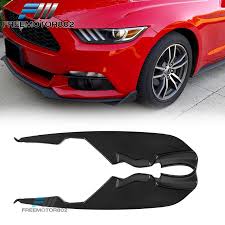 details about fits 15 17 ford mustang md style gloss black fog light canard splitters trim