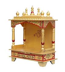 This pooja mandir also comes with a host of decorative options to customize: Karma Handcrafted Wooden Temple Pooja Mandir Multi Colour Decorative Temple Emboss Paint Work 24 Inch Amazon In Home Kitchen