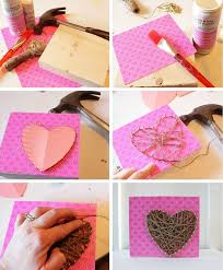 Fadenbild Herz Mit Juteschnur Spanen Fadenbilder Selber Machen Ideen Bastelideen