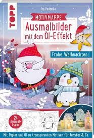 Fensterbilder basteln fenster kunst deko ideen kreativ fenster dekorieren auf kreidetafeln schreiben kreidezeichnungen. Ausmalbilder Mit Dem Ol Effekt Frohe Weihnachten Motivmappe Mit 24 Ausmalbogen Von Pia Pedevilla Bucher Orell Fussli