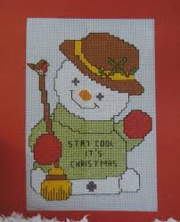 These items are patterns, so don't forget to get your supplies to finish your project. Cute Snowman Christmas Card Cross Stitch Charts Patterns For Sale