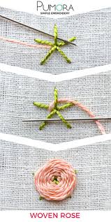 If you are just learning embroidery you might feel there are so many you don't know this page introduces some simple stitches that work well for small floral projects. How To Embroider Woven Flowers Flower Embroidery Day 1 Pumora All About Hand Embroidery