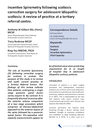 Pdf Incentive Spirometry Following Scoliosis Correction