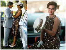 Brown And White Polka Dot Dress Accessories Worn In The Polo Match Scenes In Pretty Woman M Pretty Woman Costume Pretty Women Dresses Brown Polka Dot Dress