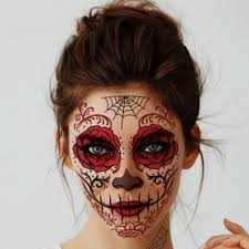 Set of 2 X Sugar Skull Temporary Tattoo Waterproof Day of the Dead Calavera  All Souls' Day