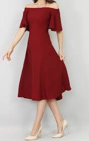 Bordo Kollari Volanli Midi Abiye Elbise 2020 Elbise Klas Elbiseler Mezunlar Gecesi Elbiseleri