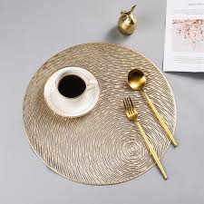 Find the perfect home furnishings at hayneedle, where you can buy online while you explore our room designs and curated looks for tips, ideas & inspiration to help you along the way. Gold Silvery Round Placemats Kitchen Pvc Table Mats For Dining Table Drink Coasters Set Coffee Cup Pad Hotel Restaurant Special Discount F7af Goteborgsaventyrscenter