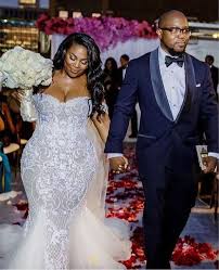 Stunning Mermaid Plus Size Tulle Wedding Dresses Off The Shoulder Pearls Lace South African Girl Brid African Wedding Dress Tulle Wedding Dress African Wedding