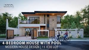 The master bedroom has its own lavish bathroom, walk in closet and a private balcony. 4 Bedroom House With Pool In 15x30m Lot Modern House Design Youtube