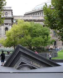 sinking building outside state library