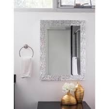 Blue Harbor 33 25 In X 25 25 In Silver Mosaic Beveled Pattern Wall Mirror 34247 The Home Depot Wall Patterns Mirror Mosaic Frame