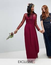 Tfnc Lace Detail Bridesmaid Maxi Dress In Burgundy Asos Prom Dresses Long With Sleeves Maxi Bridesmaid Dresses Maxi Dress Prom