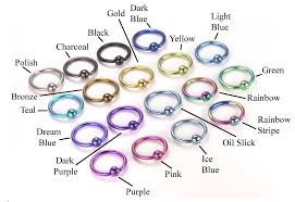 Details About 14g Titanium Captive Bead Ring With Titanium Ball 18 Color Choices