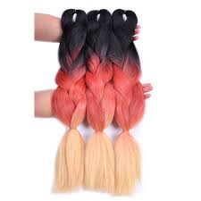 Red orange and yellow ombre hair. Bacana Ombre Braiding Hair Black Red Orange Yellow 3 Packs Jum