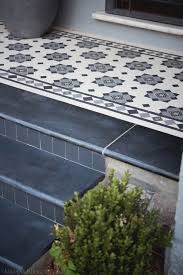Olde English Tiles Glasgow Pattern With The Norwood Bordercharcoal Wall Tile Gorgeous Verandah Heritage Tessellated Porch Tile Front Door Steps Tile Stairs