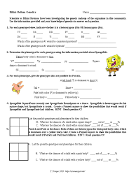 Spongebob squarepants recently met spongesusie roundpants at a dance. Bikini Bottom Genetics Answers Docx Dominance Genetics Genotype