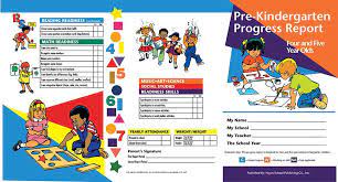 pre kindergarten progress report 4 5 yr olds prc12 template school card 