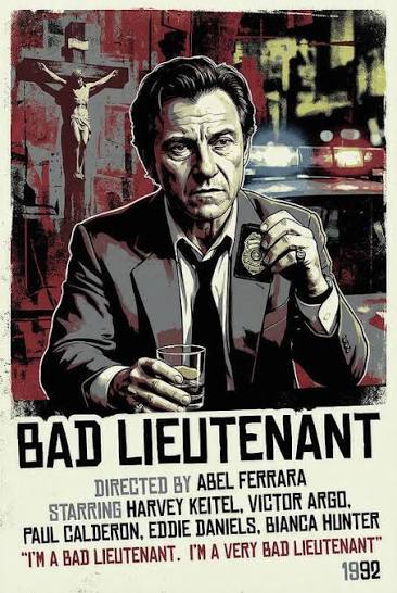 Harvey Keitel in Bad Lieutenant - Minimal Movie Poster - Retro Film Poster  - Vintage - 1992 Art Print