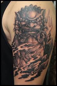 Black And Grey Dog Tattoo Black And Grey Foo Dog Tattoo Dylan Carmichael Primitive Tattoo Studio Perth Western Australia Tattoo Primitivetattoo Foo Dog Tattoo Tattoos Western Tattoos