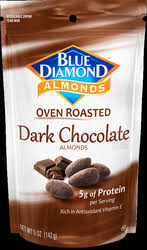 There are 160 calories in 1 serving, 24 nuts (1 oz) of blue diamond dark chocolate oven roasted almonds. Blue Diamond Almonds Dark Chocolate Review Shespeaks