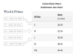 Calvin Klein Mens Boxers Size Chart