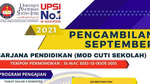 Universiti perguruan sultan idris (upsi). Tawaran Sarjana Pendidikan Pelbagai Bidang Upsi Mod Cuti Sekolah Ambilan September 2021 Edu Bestari