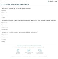 Well, what do you know? Quiz Worksheet Mountains In India Study Com
