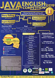 Informasi dan ketentuan lebih lanjut untuk kompetisi essay akan diberikan setelah pengumuman tahap pertama. Java English Competition 2019 Eventsurabaya