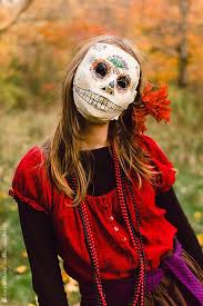 Girl In Mexican Sugar Skull Mask And Costume By Deirdre Malfatto Halloween Face Royalty Free Stock Photos Halloween Diy