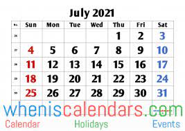 Free Printable July 2021 Calendar In 2021 2021 Calendar Printable Calendar Template Calendar