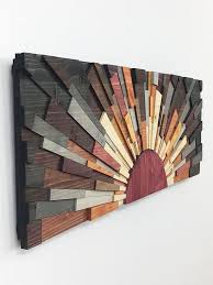 Wood Wall Art Edge Of The Day 3d 36 X 12 Wooden Wall Art Textured Wood Art Home Decor Wall Hanging By Stainsandgrains Modern Sunrise Wood Art Wood Wall Art