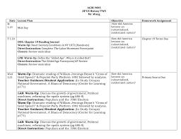 Agbu Mhs Ap Us History Tws Mr Wang Date Lesson Plan