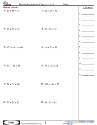 Algebra Worksheets Determining Variable Value Worksheet Algebra Worksheets Pre Algebra Worksheets Equivalent Expressions
