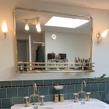 Browse a large selection of bathroom mirror designs, including fogless, lighted and framed bathroom mirrors in all shapes and finishes. Large Bathroom Mirror Brass With Shelf Affaire D Eau