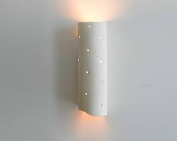 Long Ceramic Wall Light Fixture Natural Clay Wall Lamp With A Tube Shape Ooak Ceramic Wall Lights Ceramic Lamp Light Fixtures