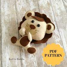 Lion Pdf Felt Pattern Safari Mobile Sewing Tutorial Felt Animal Pattern Safari Animal Ornament Baby Mobile Toy Nursery Decor Kids Gift Baby Felt Pattern Sewing Toys Felt Animal Pattern