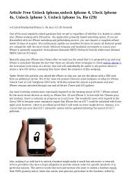 Article Free Unlock Iphone Unlock Iphone 4 Ulock Iphone 4s Unlock