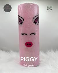 Pink Glitter Pig Face Epoxy Tumbler